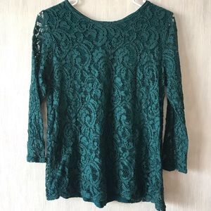 Forever 21 elegant Jade lace long sleeve top